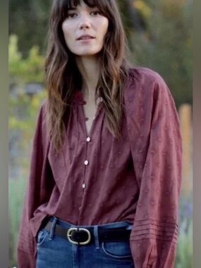 CLEOBELLA Medium Antonia Burgundy Romantic Peasant Blouse